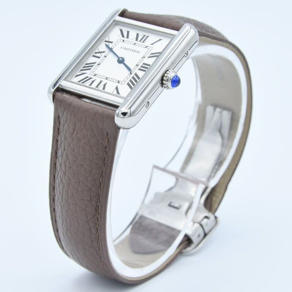 2005 Classic Cartier Ladies Size Tank Solo Model 2716 in Stainless Steel with Deployment Buckle + Box / Papers