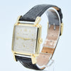 (RESERVED)1949 Longines Solid 18ct Gold Square Dress Watch with Scalloped Lugs and Mixed Dot and Arabic Numerals