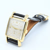 (RESERVED)1949 Longines Solid 18ct Gold Square Dress Watch with Scalloped Lugs and Mixed Dot and Arabic Numerals