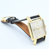 (RESERVED)1949 Longines Solid 18ct Gold Square Dress Watch with Scalloped Lugs and Mixed Dot and Arabic Numerals