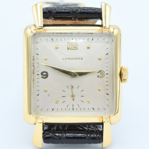 199 Longines Solid 18ct Gold Square Dress Watch with Scalloped Lugs and ...