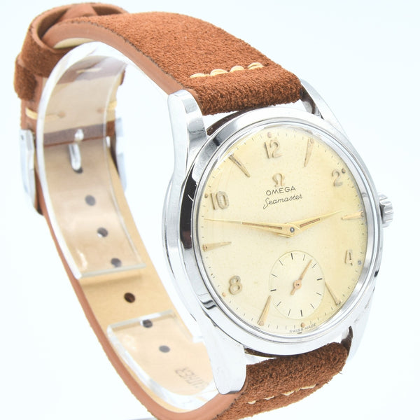 1956 Omega Seamaster Manual Wind with Sub Seconds and Mixed Arabic Figures Model 2937 in Stainless Steel
