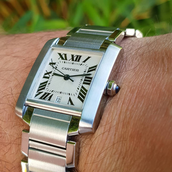 2003 Gent's Cartier Tank Française Automatic Date in Stainless Steel on Bracelet with Box Model 2302