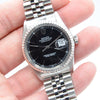 1979 Stunning Rolex Steel Oyster Perpetual Datejust Engine Turned Bezel & Black Dial Model 16030 with Box, Book & History