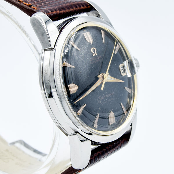 1958 Omega Seamaster Automatic Calendar Wristwatch Model 2849 with Rare Original Black Dial in Stainless Steel