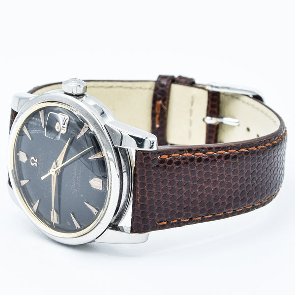 1958 Omega Seamaster Automatic Calendar Wristwatch Model 2849 with Rare Original Black Dial in Stainless Steel