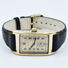 1937 Cyma Rectangular Early Waterproof Patent Deco Wristwatch with Arabic Dial in 9ct Gold