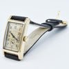 1937 Cyma Rectangular Early Waterproof Patent Deco Wristwatch with Arabic Dial in 9ct Gold