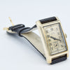 1937 Cyma Rectangular Early Waterproof Patent Deco Wristwatch with Arabic Dial in 9ct Gold