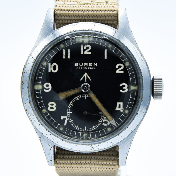 1945 Buren Grand Prix British Military Issue WWW Dirty Dozen Wristwatch Army