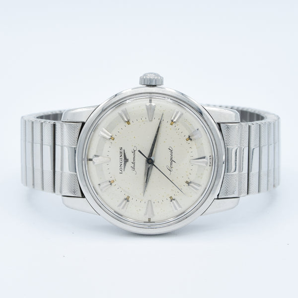 1959 Longines Conquest Model 9000 Full Set in Stainless Steel on Bracelet with Box and Papers & Tags