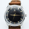 1947 Omega Early Bumper Automatic with Rare Patina Black Dial Model 2582 in Stainless Steel