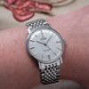 1967 Omega Seamaster Automatic De Ville Linen Dial Model 165.020 Cal 552 on Flat Beads of Rice Bracelet