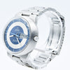 1969 Omega Geneve Dynamic Automatic French Day Date with Two Tone Silver and Blue Bullseye Dial Model 166.079 in Stainless Steel on Bracelet