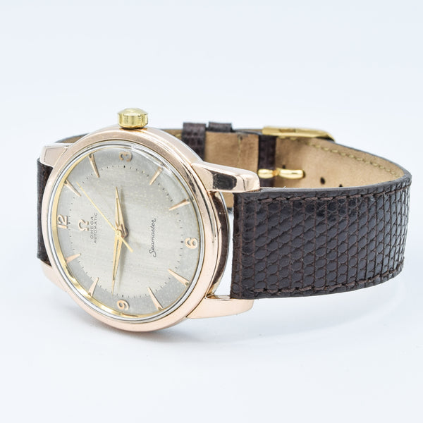 1956 Jumbo Oversized Omega Seamaster Automatic with Unique Two-Tone Tropicalised Dial Model 2857 in 36mm Gold Capped Case