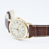 1954 Cyma Cymaflex Wristwatch Bombe Style Lugs and Mixed Arabic and Arrow Batons in Solid 9ct Gold with Original Box