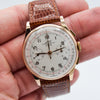 1950s Jumbo Chronograph Suisse Javil Wristwatch in 37mm Solid 18ct Pink Gold Case with Landeron Cal 48