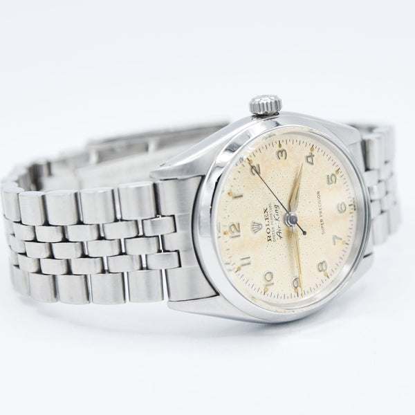 1958 Rolex Oyster Perpetual Air King Super Precision Model 5500 All Arabic Tropical Numerals in Stainless Steel on JB Champion Jubilee Bracelet