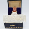 1974 Tissot Automatic Dress Watch with Linen Dial in 14ct Gold with Box Like New