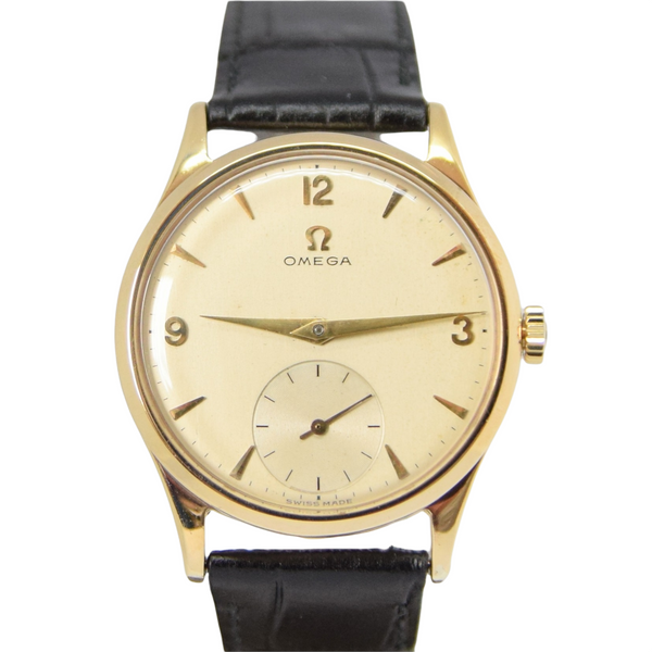 1954 Omega Classic Manual Wind Dress Watch in 9ct Gold with Mixed Arrow and Arabic Numerals Sub Seconds