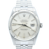 1978 Stunning Rolex Steel Oyster Perpetual Datejust with Fluted White Gold Bezel & Silvered Dial Model 16014 with Box, Book & Cert