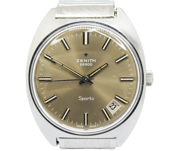 1969-72 Zenith Sporto Date Model 28800 with Original Metallic Champagne Dial on Bracelet
