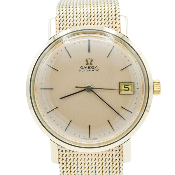 1974 Omega Automatic Date Model 366.5461 with Champagne Dial in Solid 9ct Gold on Bracelet