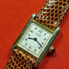 1990s Ladies Swiss Quartz Cartier Tank with Arabic Numerals in Sterling Silver Gilt