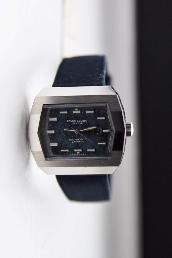 1970s Favre-Leuba NOS Searaider II Daymatic Automatic in Stainless Steel Mid-Sized Wristwatch