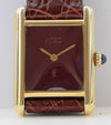 Ladies Cartier Tank Mechanical with Burgundy Dial in 925 Silver Gilt 1970s