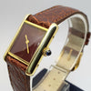 Ladies Cartier Tank Mechanical with Burgundy Dial in 925 Silver Gilt 1970s