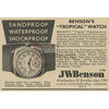 1933 JW Benson Submarine Watch with Enamel Dial and Arabic Numerals in 18ct Gold Cushion Case